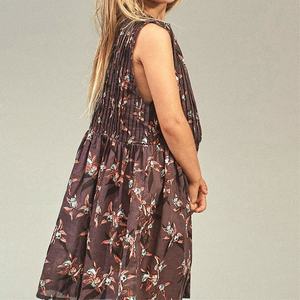 Manufacturer Polynesian Dress Luxury Print Pleated Sleeveless Knee-length Dress OEM 100% Organic Cotton Girls Dress - Product Image 4