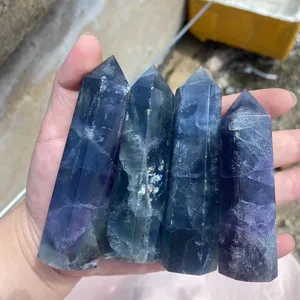 Prix de gros pointes de fluorite tours arc-en-ciel en quartz naturel fluorite bleue polie