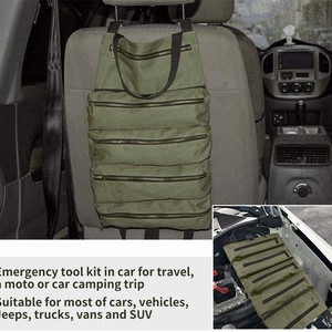 Canvas Tool Roll <b>Bag</b> <b>Multi</b> <b>Compartment</b> Zipper Closure Shoulder <b>Bag</b> For Electrician Car Storage - Product Image 3