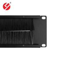 Panel Manajemen Kabel Tipe Brush 19 Inch 2U untuk Rak, Pengatur Kabel Masuk, Manajer Kabel Data Center, Kabinet Jaringan, Warna Hitam