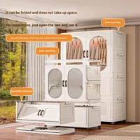 Armoire pliante à double porte sans installation en plastique PP à 5 niveaux pour vêtements, couettes, rangement, organisateur de salon