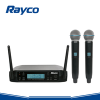 Sistema de Micrófono Inalámbrico Dinámico de Mano Rayco GLXD24 con 2 Unidades de Micrófono con Cancelación de Ruido para Escenarios, Iglesias, Bodas y Fiestas