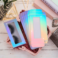 Boîte d'emballage pour cils personnalisée avec logo sur mesure, fabriquée en Chine, vide, en papier d'art gaufré avec fenêtre transparente