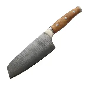 Coltello da cucina in legno massello da 7 pollici in acciaio damasco mannaia da cucina coltello da Chef