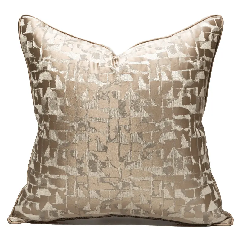 Liso Luxe Jacquard Sierkussen Cover Moderne Kussensloop Geometrische Taupe Controles Patroon Kussenhoes