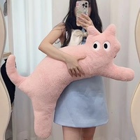 Peluche chat long et mignon aux grands yeux pour coussin de corps et décoration de chambre