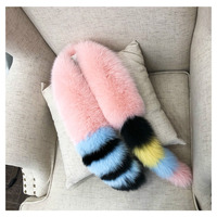 MWFur Écharpe de luxe en fourrure de renard pour femmes avec queue Écharpe d'hiver en fourrure de renard à la mode