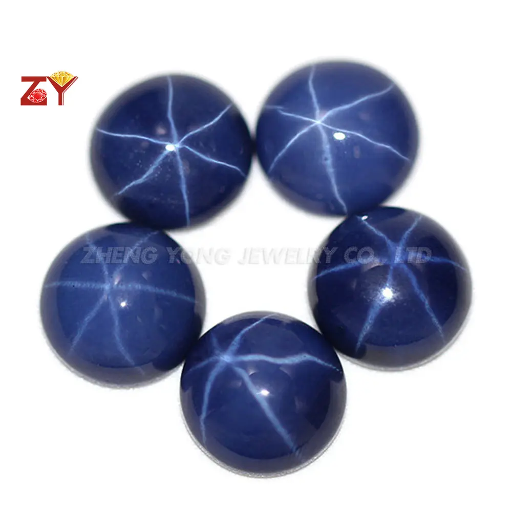 Gewölbtem Blau Saphir, Blau Sterne Edelsteine, China Synthetische Runde Form Stern Edelstein