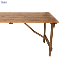 Table de ferme pliante en bois de style rustique Chevron