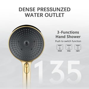 Lujo moderno Abs plástico oro 5.3in Botón de Panel grande seleccionar multifunción Spray lluvia cabezal de ducha de mano para Baño - Product Image 3