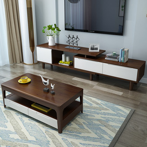 Nordic Solid Wood Tv Cabinet With Drawers Extendable <b>Coffee</b> <b>Table</b> Combination Living Room Furniture Storage - Product Image 1
