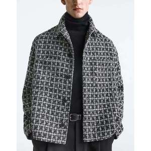 Veste décontractée surdimensionnée à manches longues pour homme, personnalisée OEM, avec col montant et revers, motif à <span class=keywords><strong>carreaux</strong></span>, multi-poches, <span class=keywords><strong>manteau</strong></span> d'hiver - Product Image 1