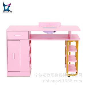 Mesa de manicura rosa HONGZI con cajones y estantes de almacenamiento para uso en salón - Product Image 2