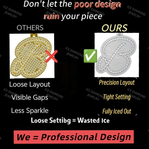 תליון יהלומים בהתאמה אישית עם תעודת GRA, תליון אנכי עם שם/אות, כסף 925, משובץ במלואו ב-VVS, תליון מוסאניט בסגנון ראפר. - Product Image 6