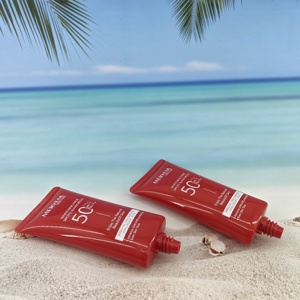 Wholesale Custom SPF50+ Whitening Face <b>Sunscreen</b> Cream Red Super Oval Tube Flip Cap Glossy For <b>Sunscreen</b> Lotion Packaging Tube - Product Image 6