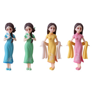 Ensembles miniatures de figurines de filles en plastique, mignonnes, créatives, en tenue Cheongsam, jouets de collection, cadeau d'anniversaire, décoration de maison mignonne - Product Image 1