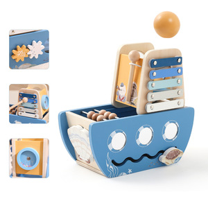 Juguete Educativo de Madera 5 en 1, Arca de <span class=keywords><strong>No</strong></span>é con Perlas Oceánicas, Juguete Multifuncional para Niños, Pista de Bolas de Barco Pirata - Product Image 5