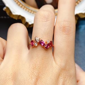 Compromisso Anel Garnet 925 Prata Natural Red Gemstone <span class=keywords><strong>Promise</strong></span> Jóias para Mulheres Atacado - Product Image 4