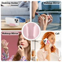 Étui de téléphone magnétique flexible personnalisé avec support pour baume à lèvres et miroir de maquillage, en silicone TPU, étui portable pour rouge à lèvres pour les voyages des femmes