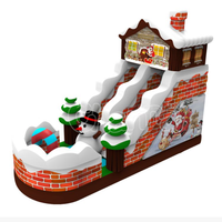 Château gonflable de Noël avec toboggan, figures d'action anime, parcours à roues, pour fêtes promotionnelles, location commerciale et activités d'escalade