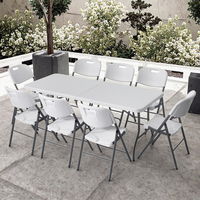 Table pliante en plastique durable, légère, empilable et imperméable pour l'école, la restauration en plein air et les événements scolaires, vente en gros