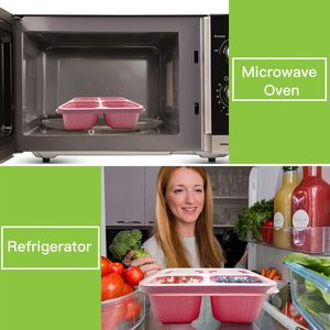 Lot de 4 boîtes à collation Syh663, ensemble de boîtes à bento à 4 compartiments, réutilisables, multicolores, intégrées pour les collations - Product Image 2