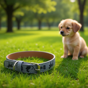Yommy <b>Pet</b> <b>Collar</b> 42cm Gray With Dog Print For Dogs - Product Image 3