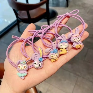 Élastiques à cheveux mignons en forme de lapin de dessin animé, bandeaux tressés élastiques pour filles, cadeau, couleurs assorties, résine plastique, artisanat manuel - Product Image 1