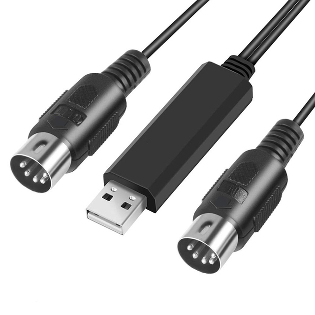 Wholesales 2M USB MIDI Cable With LED Indicator USB a to 5pin DIN Splitter Converter for Music Keyboard Piano to PC Laptop