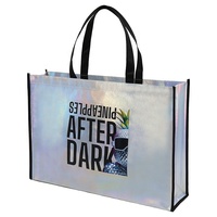 Sac de shopping non tissé durable et brillant argenté, sac fourre-tout doré au laser pour promotion et exposition