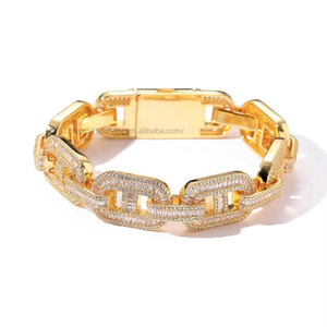 15Mm Mixed <b>Set</b> T Square Zircon Pig Nose Chain Hip Hop Cuban <b>Bracelet</b> Men's Jewelry Customization Tanjing - Product Image 5