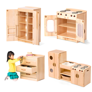 Juego de cocina de madera para preescolar Montessori para aula y guardería, juguete de cocina de simulación para interiores, diseño de guardería y guardería - Product Image 4