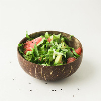 Bol en coquille de noix de coco biologique fait à la main avec support et cuillère en bois Design moderne poli coffrets cadeaux d'affaires écologiques
