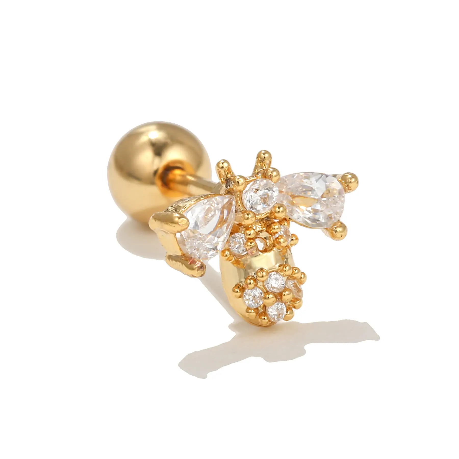 Wholesale New 18k Gold Plated Western Earrings Studs Color Screw Twist Exquisite Zircon Piercing Ear Stud Women Jewelry Bulk