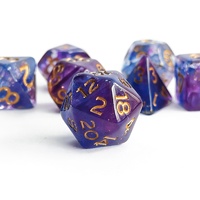 Set Dadu DND Polihedral Persegi Grosir Pabrik, Resin Kustom 16mm 7 Buah Dadu Mini Planet untuk Permainan Meja RPG Role Playing