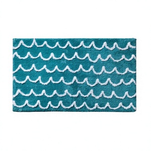 Modern Chenille Eco-Friendly American Style <b>Bath</b> <b>Mat</b> Floral <b>Absorbent</b> Knitted Teal Blue Bathroom Floor Rug Minimalist Design - Product Image 1