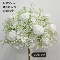 Décoration florale de mariage en stock, boule de fleurs de roses rouges en soie de 50 cm, centre de table pour cérémonie de mariage