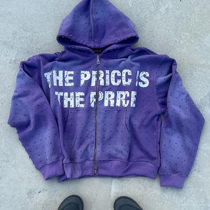 OEM Custom Heavy Weight 100% Cotton <b>Hoodie</b> Acid Wash <b>Vintage</b> Oversized Hooded <b>Zip</b> <b>up</b> High Quality Fleece Hoodies for Man - Product Image 1