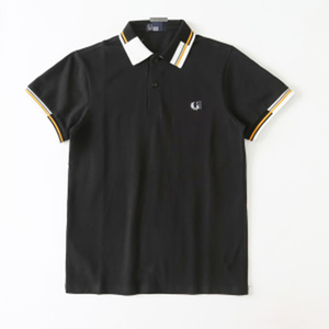 Polo classique pour hommes en coton avec col double bordé, broderie lauriers, style décontracté quotidien, inspiré de Fred Perry, vente en gros - Product Image 2