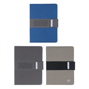 Aurelux <b>A5</b> PU Leather Case Bound Notebook Journal Business Executive Planner <b>Diary</b> Mesh Pattern Magnetic Strap Closure Blue Grey - Product Image 1