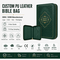 Étui de Bible en cuir PU personnalisé, grande capacité, luxe, protection, fermeture éclair, housse de livre, écologique, durable, sac de Bible