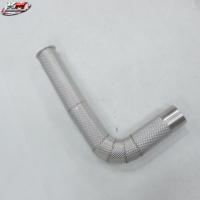 Tuyau de descente brossé KM SS304 pour Porsche 718 S 2.5T 2018, collecteur avant à haut débit avec bouclier thermique et soudures dorées à motif perlé