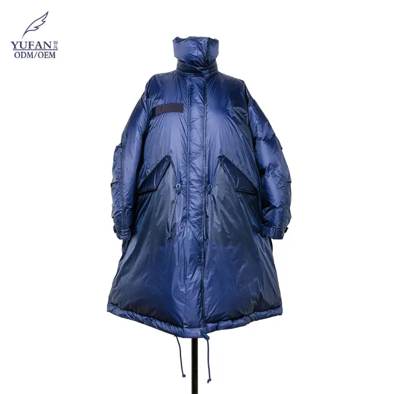 Yufan Custom 2024 Stand Collar Raincoat Solid Color Waterproof Coating Down Coat Men Long Down Jacket