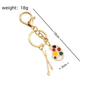 European American Brass <b>Key</b> <b>Chain</b> Zinc Alloy Oil Drip Color Palette Paintbrush Carabiner Keychain for Student Graduation Season - Product Image 4