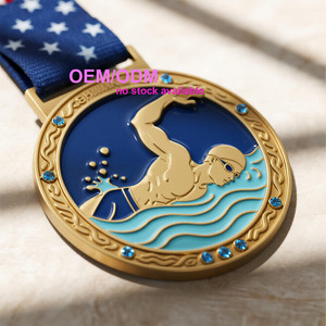 Medallas deportivas personalizadas <span class=keywords><strong>de</strong></span> fábrica directa, arte <span class=keywords><strong>de</strong></span> diseño libre, aleación <span class=keywords><strong>de</strong></span> Zinc, Premio <span class=keywords><strong>de</strong></span> Oro 3D, medallas <span class=keywords><strong>de</strong></span> Metal para natación - Product Image 1