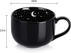 Tasses à café caldron d'halloween 21oz pour cadeaux effrayants, tasse à café en céramique surdimensionnée de minuit, infuseur de sorcière d'halloween noir - Product Image 3