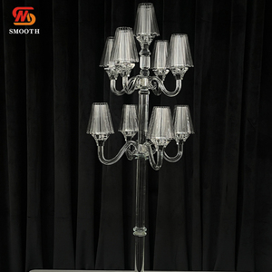 Bougeoir de mariage en cristal lisse, élégant, décoration de table de banquet de mariage en cristal pour la Saint-Valentin, mariages, design de candélabre - Product Image 1
