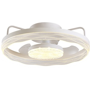 Style nordique LED ventilateur de plafond lampe moderne 3 lames 220V DC moteur USB télécommande cristal pour salle à manger/salon/chambre intérieur maison - Product Image 1