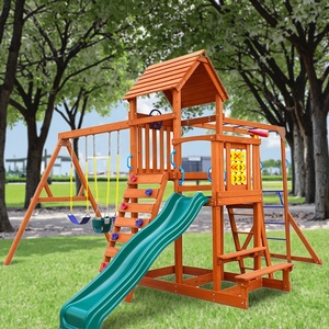 An toàn thiết bị chơi bền leo khung trẻ em Playhouse sân chơi ngoài trời sân sau chơi Set gỗ Swing Set - Product Image 1