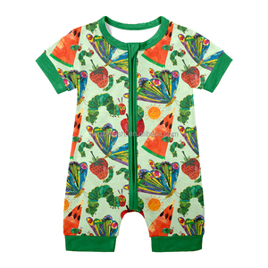 Romper pendek bayi bambu piyama anak-anak Jumpsuit ritsleting Footie Zippy balita bayi anak perempuan anak laki-laki Romper pakaian cetak Barat - Product Image 4